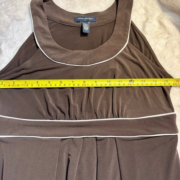 Banana Republic Dress Small Stretch Brown White Avocado Green Sleeveless Boho - Picture 11 of 14